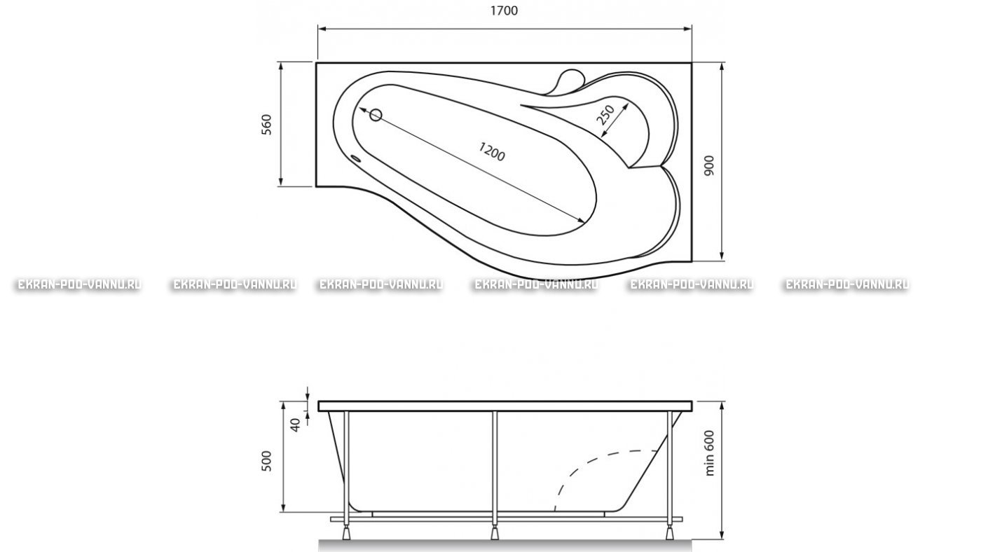Акриловая ванна Relisan Isabella 170x90x60 – купить по цене 24130 руб. в интернет-магазине в городе Санкт-Петербург картинка 13