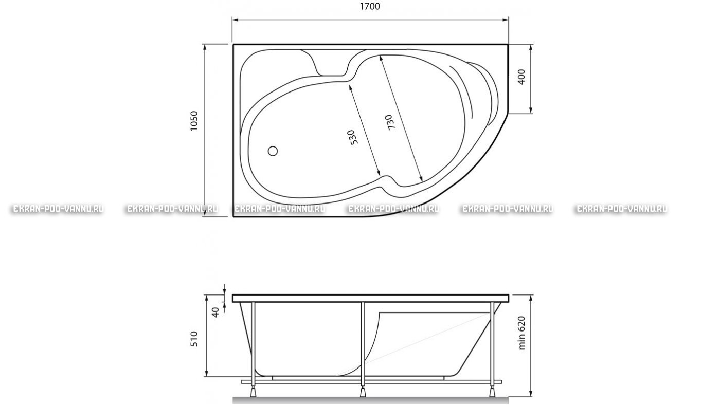 Акриловая ванна Relisan Sofi 170x105 – купить по цене 23480 руб. в интернет-магазине в городе Санкт-Петербург картинка 13