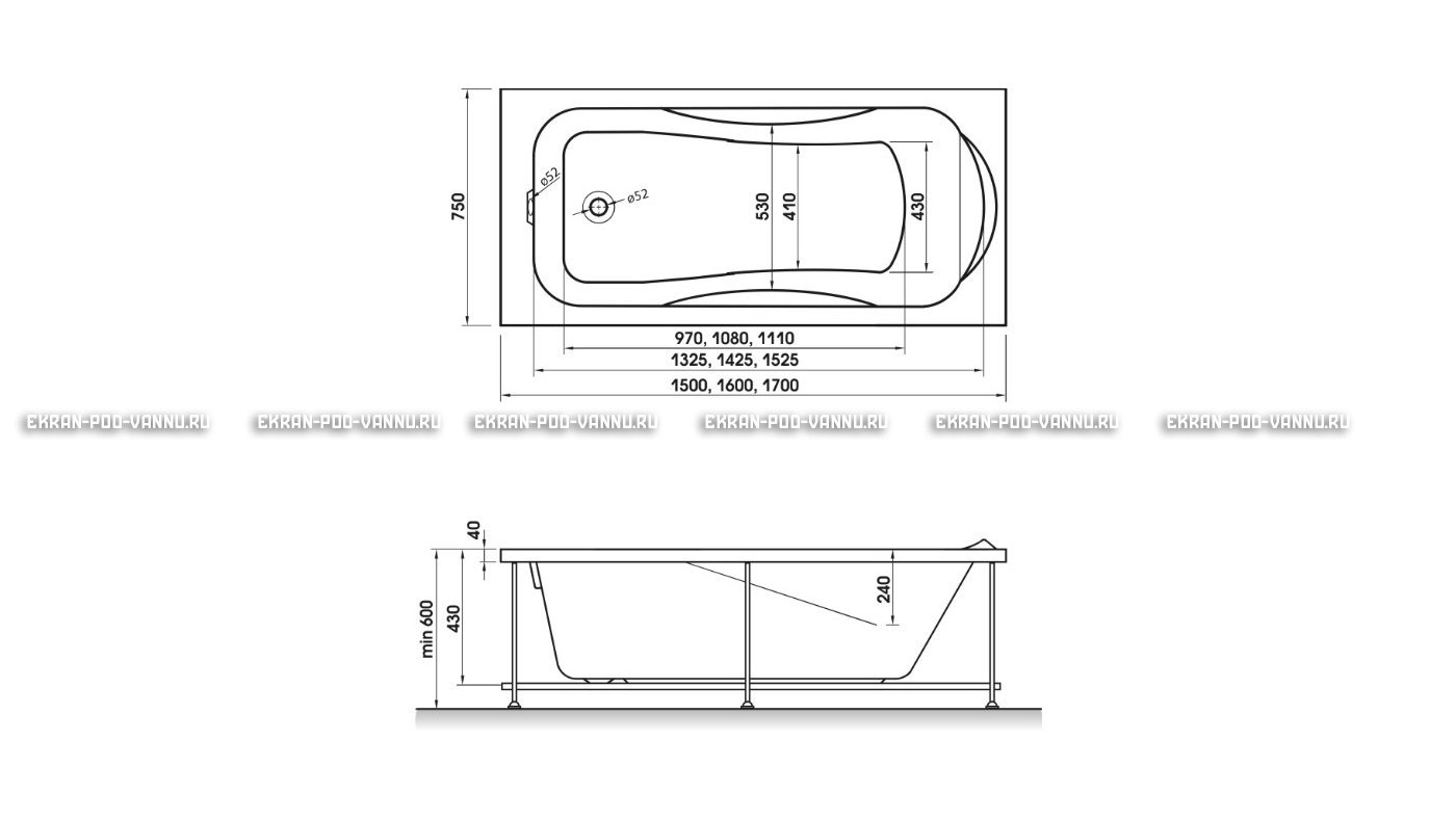Акриловая ванна Relisan Elvira 170x75 – купить по цене 16160 руб. в интернет-магазине в городе Санкт-Петербург картинка 10