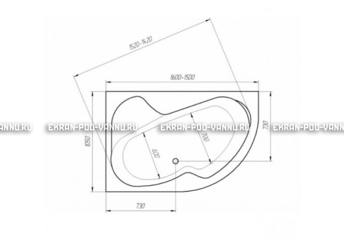 Акриловая ванна 1MarKa Aura 150x105 – купить по цене 16250 руб. в интернет-магазине в городе Санкт-Петербург картинка 3