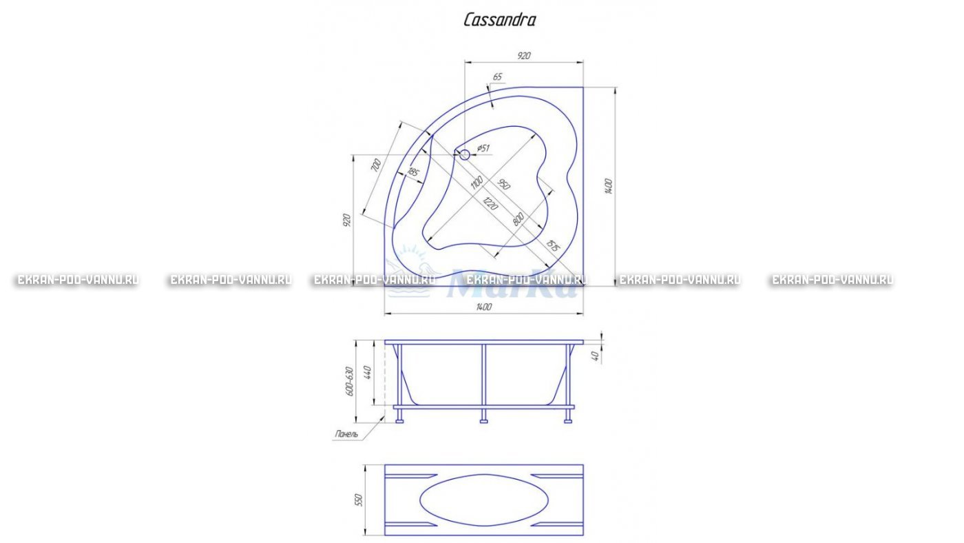 Акриловая ванна 1MarKa Cassandra 140x140 – купить по цене 18620 руб. в интернет-магазине в городе Санкт-Петербург картинка 19