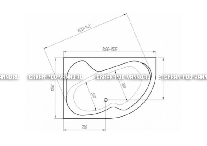 Акриловая ванна 1MarKa Imago 160x105 – купить по цене 16700 руб. в интернет-магазине в городе Санкт-Петербург картинка 3