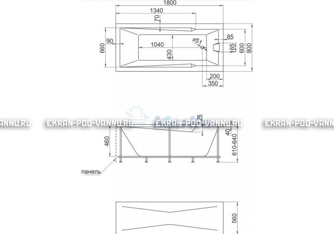 Акриловая ванна 1MarKa Raguza 180x80 – купить по цене 17854 руб. в интернет-магазине в городе Санкт-Петербург картинка 4