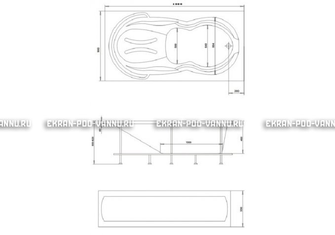 Акриловая ванна 1MarKa Taormina 180x90 – купить по цене 17670 руб. в интернет-магазине в городе Санкт-Петербург картинка 3