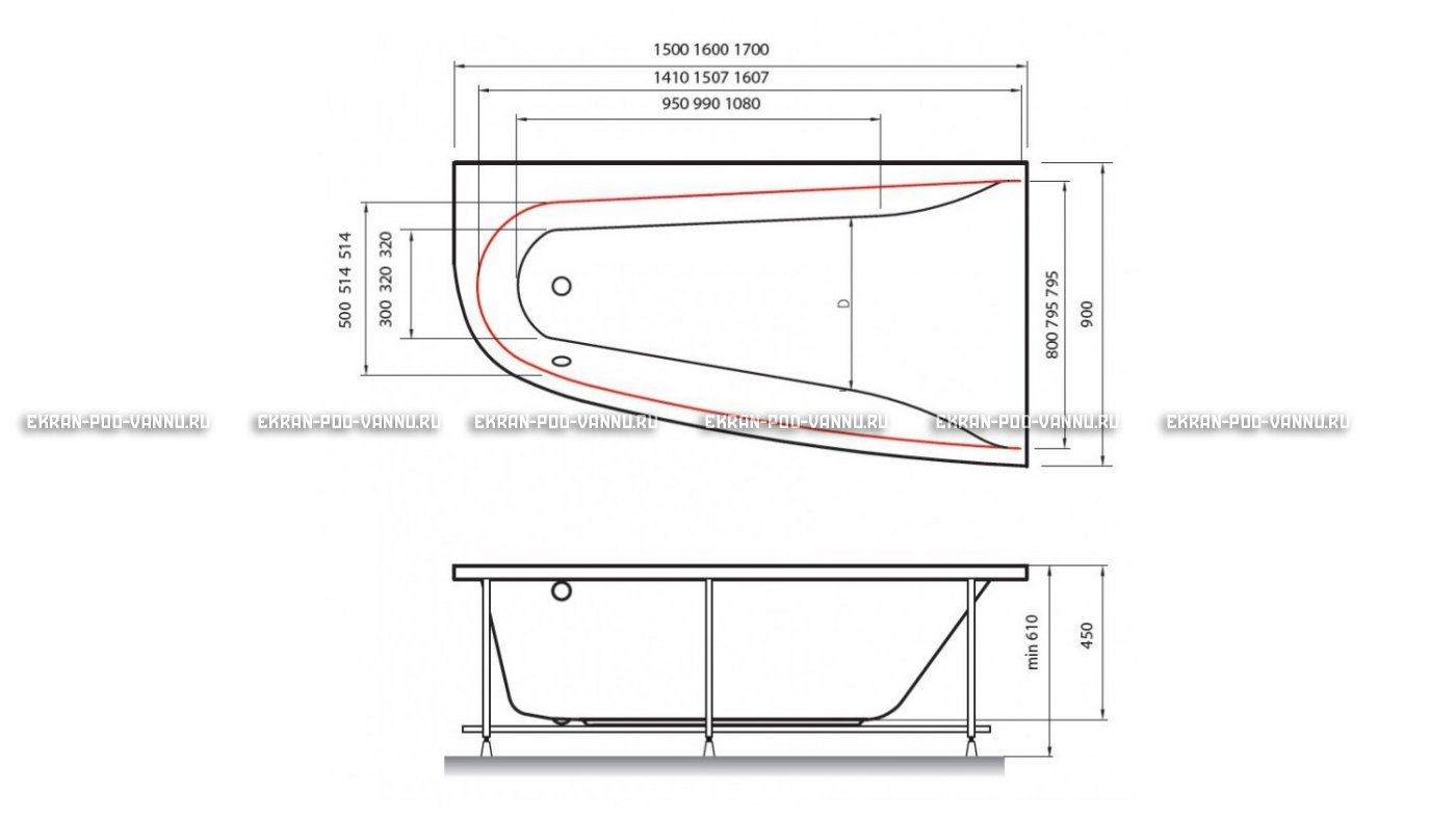Акриловая ванна Vayer Boomerang 170x90 – купить по цене 47600 руб. в интернет-магазине в городе Санкт-Петербург картинка 10