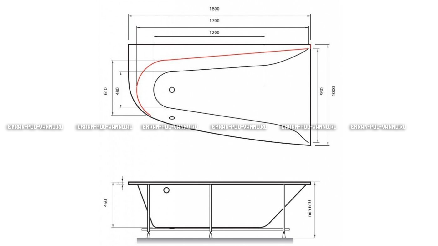 Акриловая ванна Vayer Boomerang 180x100 – купить по цене 53030 руб. в интернет-магазине в городе Санкт-Петербург картинка 13
