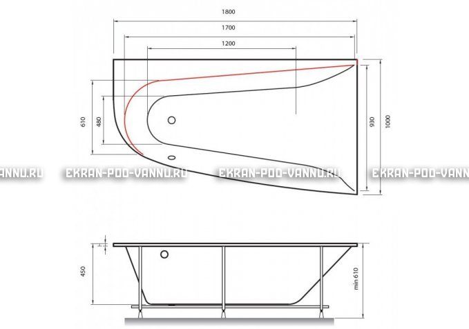 Акриловая ванна Vayer Boomerang 180x100 – купить по цене 53030 руб. в интернет-магазине в городе Санкт-Петербург картинка 2