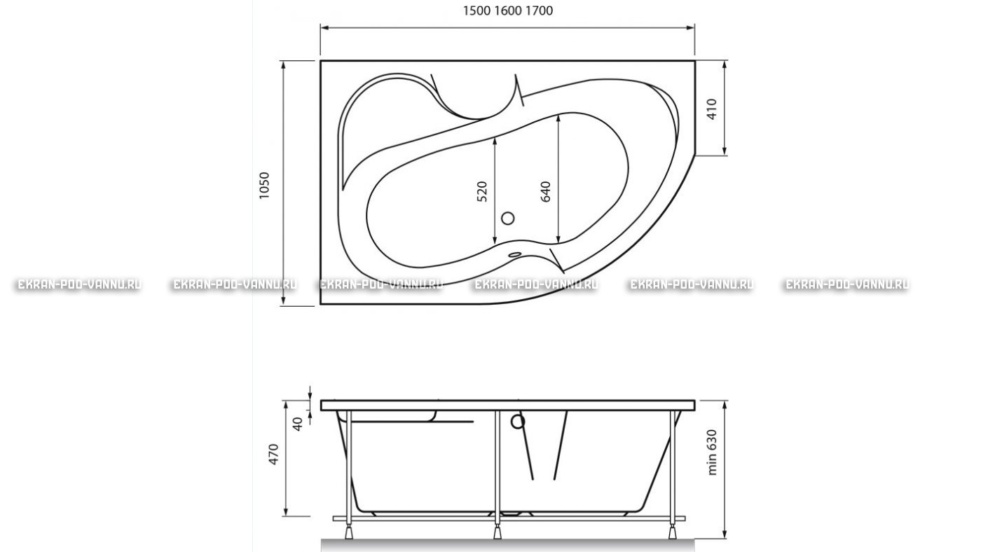 Акриловая ванна Vayer Azalia 170x105 – купить по цене 28800 руб. в интернет-магазине в городе Санкт-Петербург картинка 16