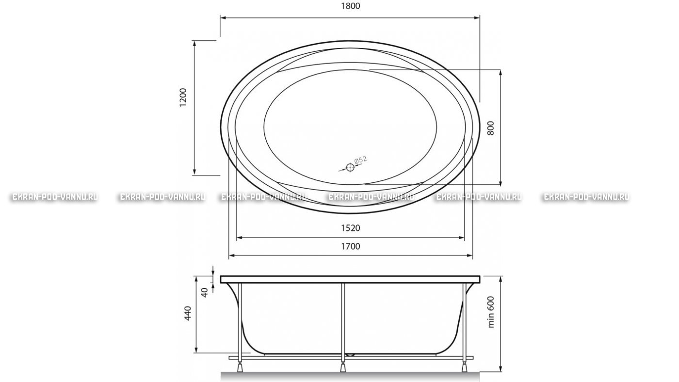 Акриловая ванна Vayer Opal 180x120 – купить по цене 33850 руб. в интернет-магазине в городе Санкт-Петербург картинка 13