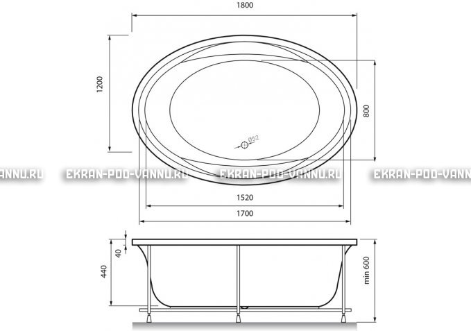 Акриловая ванна Vayer Opal 180x120 – купить по цене 33850 руб. в интернет-магазине в городе Санкт-Петербург картинка 4
