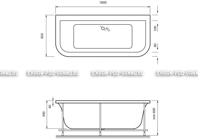 Акриловая ванна Vayer Options BTW 180x85 – купить по цене 25880 руб. в интернет-магазине в городе Санкт-Петербург картинка 4